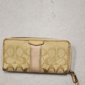Coach Tan Signature Stripe Wallet